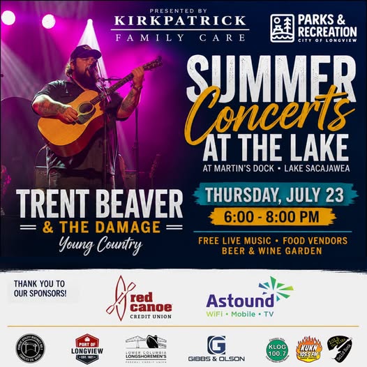 Summer Concerts at the Lake event at Martin's Dock, Lake Sacajawea in Longview, WA on July 23, 2026