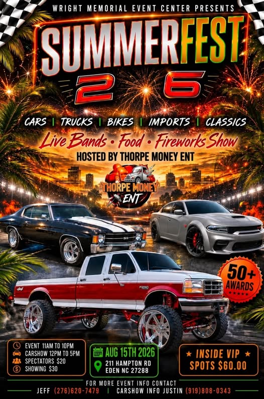 Summerfest 26 event at Wright Memorial Event Center in Eden, NC on August 15, 2026