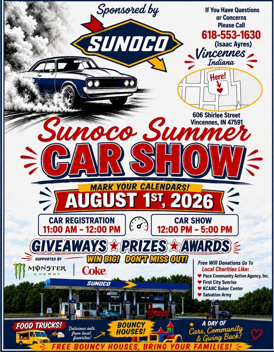Sunoco Summer Car Show event at Sunoco in Vincennes, IN on August 1, 2026