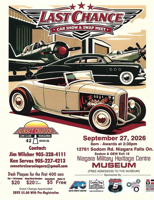 Sunset Cruisers Car Club 42nd Annual Last Chance Car Show & Swap Meet car show in Niagara Falls, ON