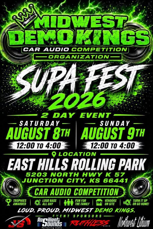 SUPA FEST 2026 event at East Hills Rolling Park in Junction City, KS on August 8, 2026