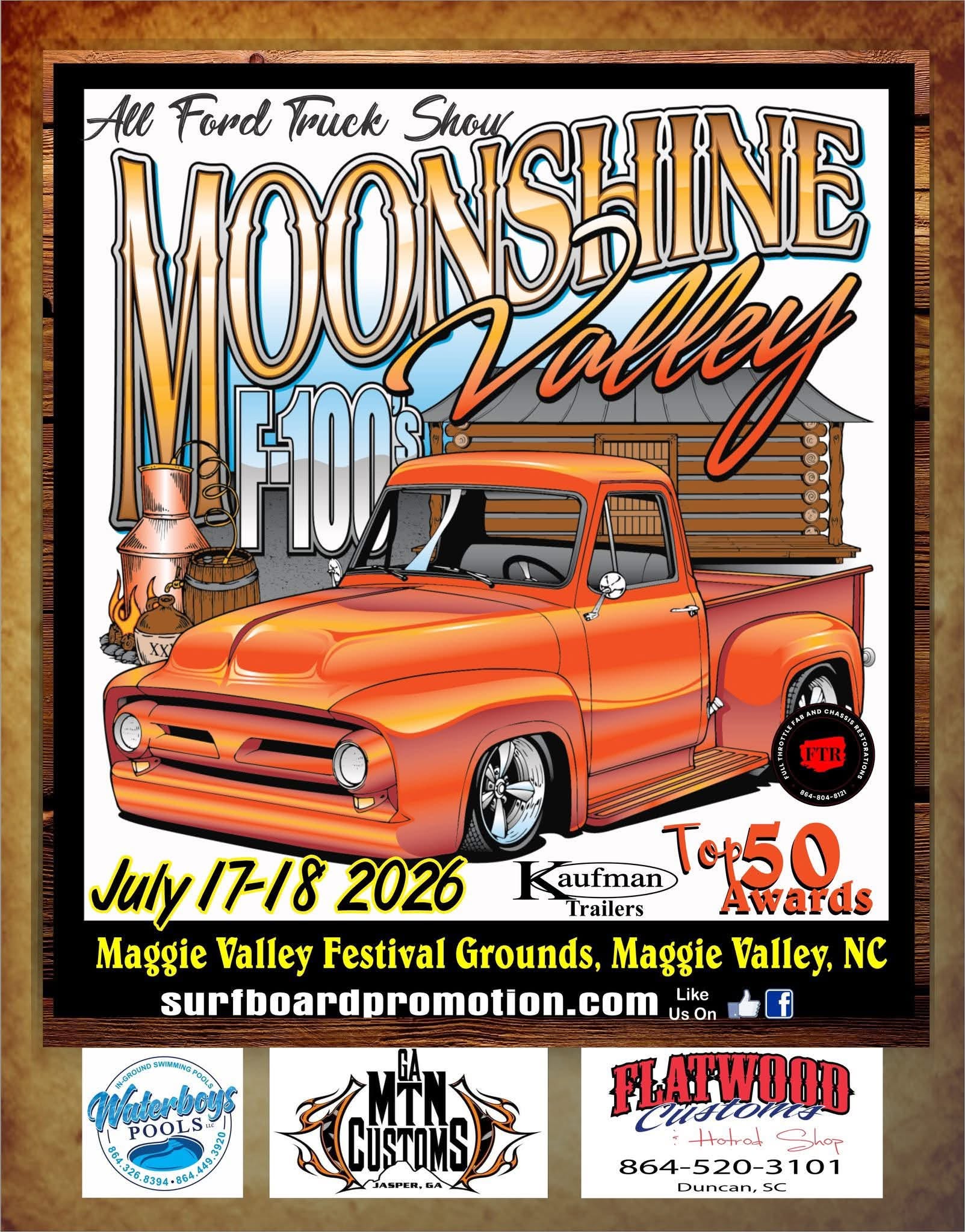 Surfboard Promotion All Ford Truck Show event at Maggie Valley Festival Grounds in Maggie Valley, NC on July 17, 2026