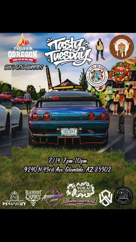 Tasty Tuesday Car Show event at 9240 N 43rd Ave in Glendale, AZ on July 21, 2026