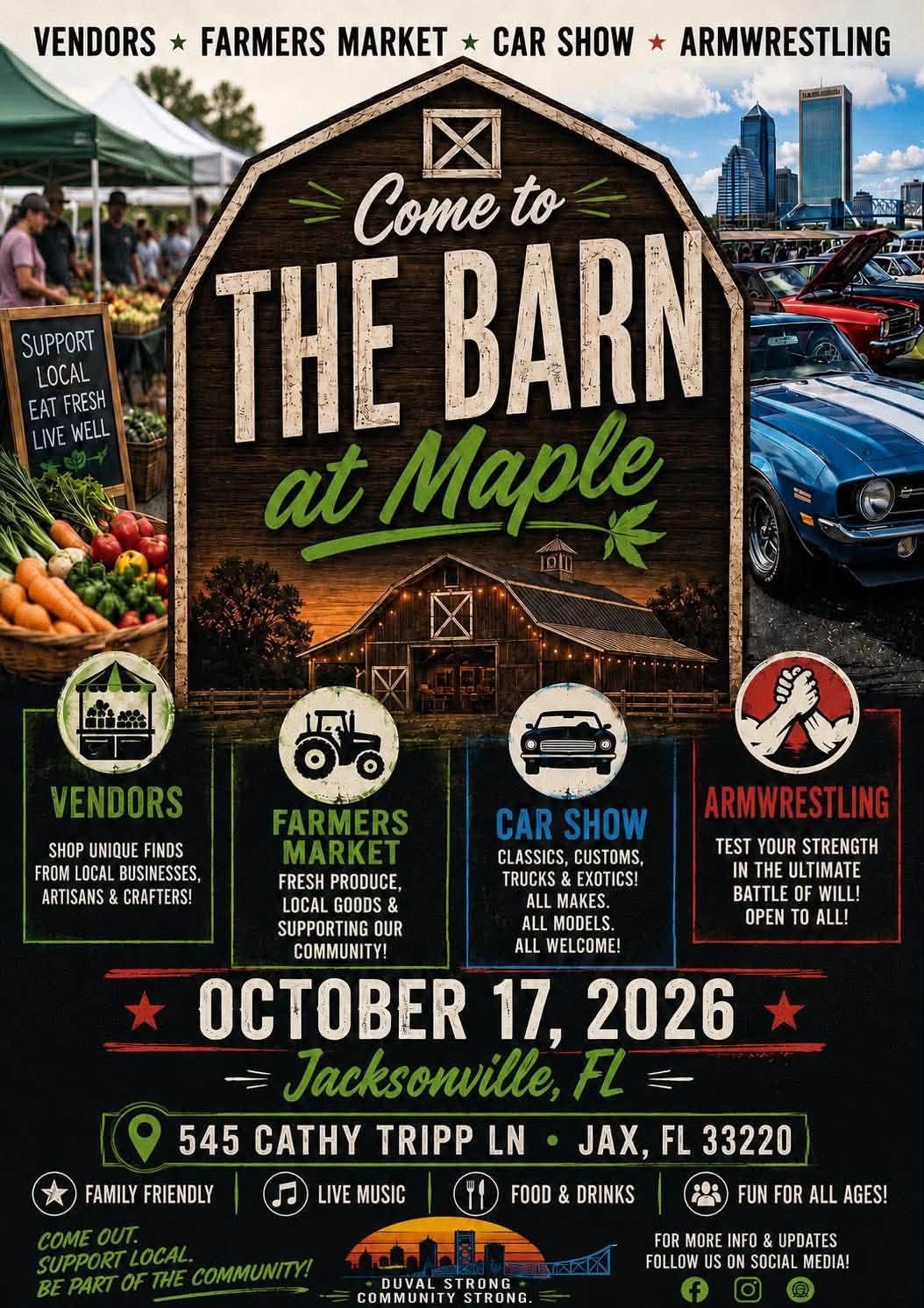 The Barn at Maple Car Show event at The Barn at Maple in Jacksonville, FL on October 17, 2026