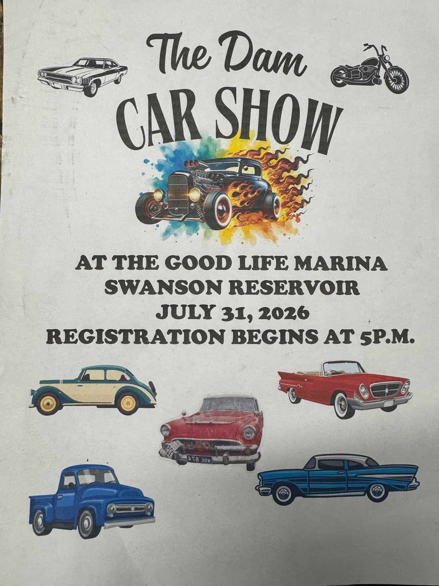 The Dam Car Show at the Good Life Marina Swanson Reservoir event at Good Life Marina Swanson Reservoir in Trenton, NE on July 31, 2026