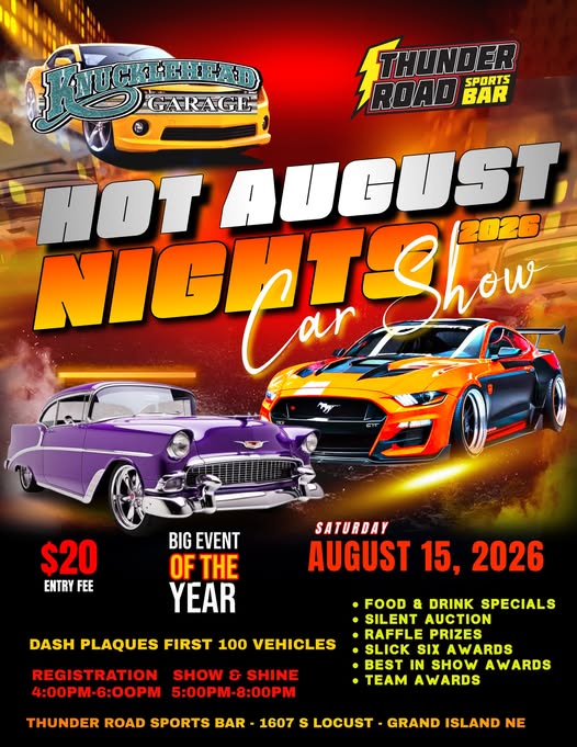 Thunder Road Sports Bar Hot August Nights Car Show event at Thunder Road Sports Bar in Grand Island, NE on August 15, 2026
