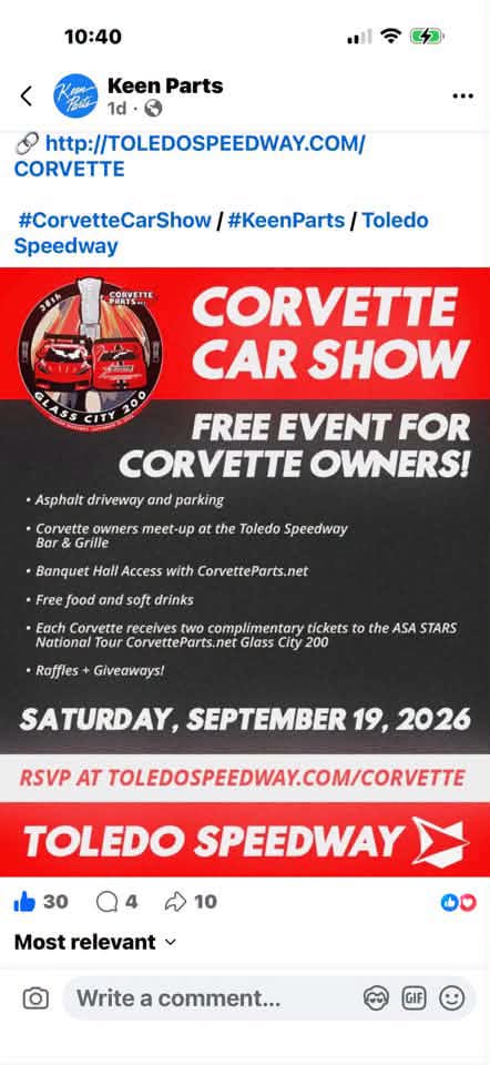 Toledo Speedway Corvette City 200 Car Show car show in Toledo, OH