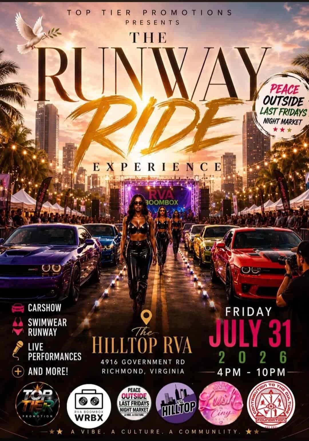 Top Tier Promotions Runway Ride Experience event at The Hilltop RVA in Richmond, VA on July 31, 2026