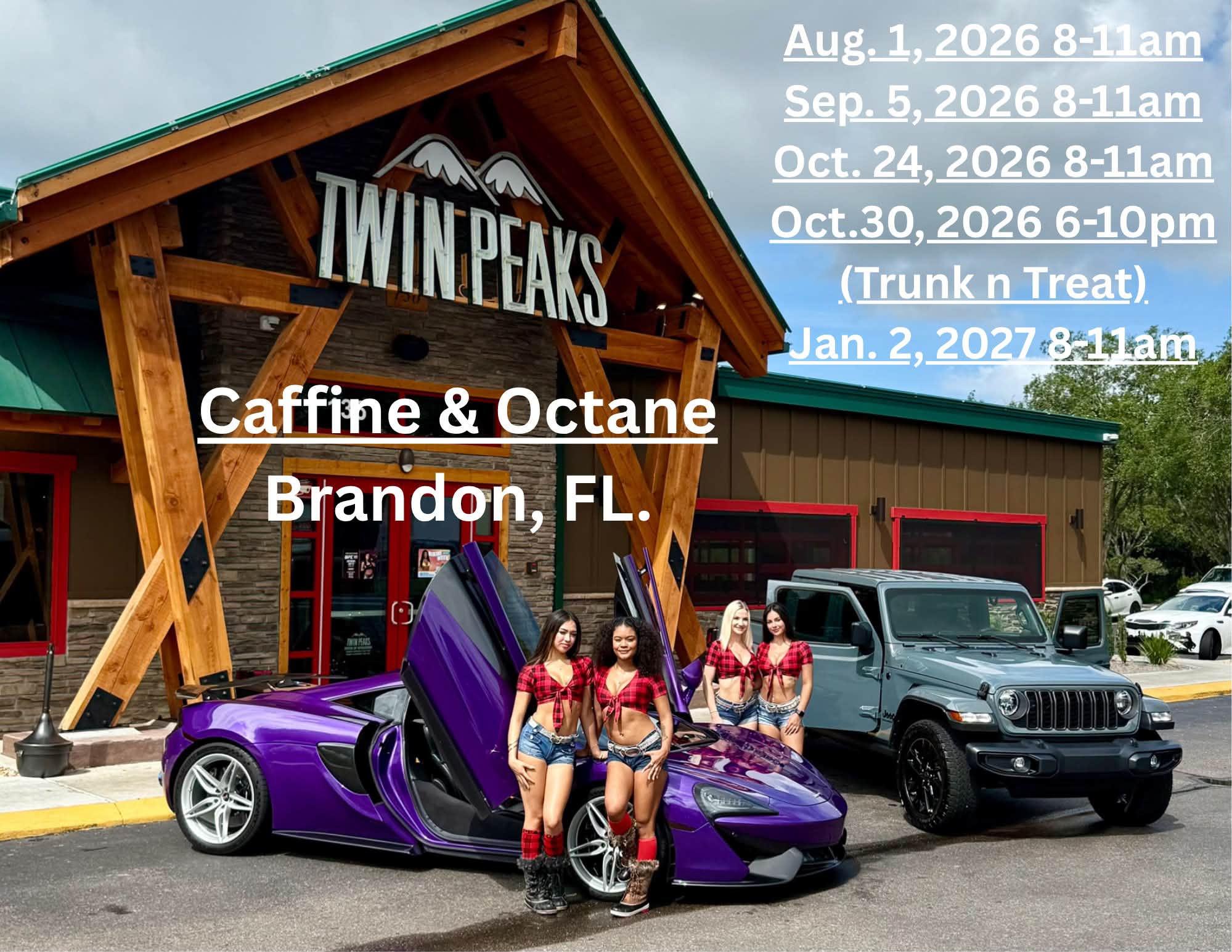 Twin Peaks Caffeine & Octane event at Twin Peaks in Brandon, FL on August 1, 2026