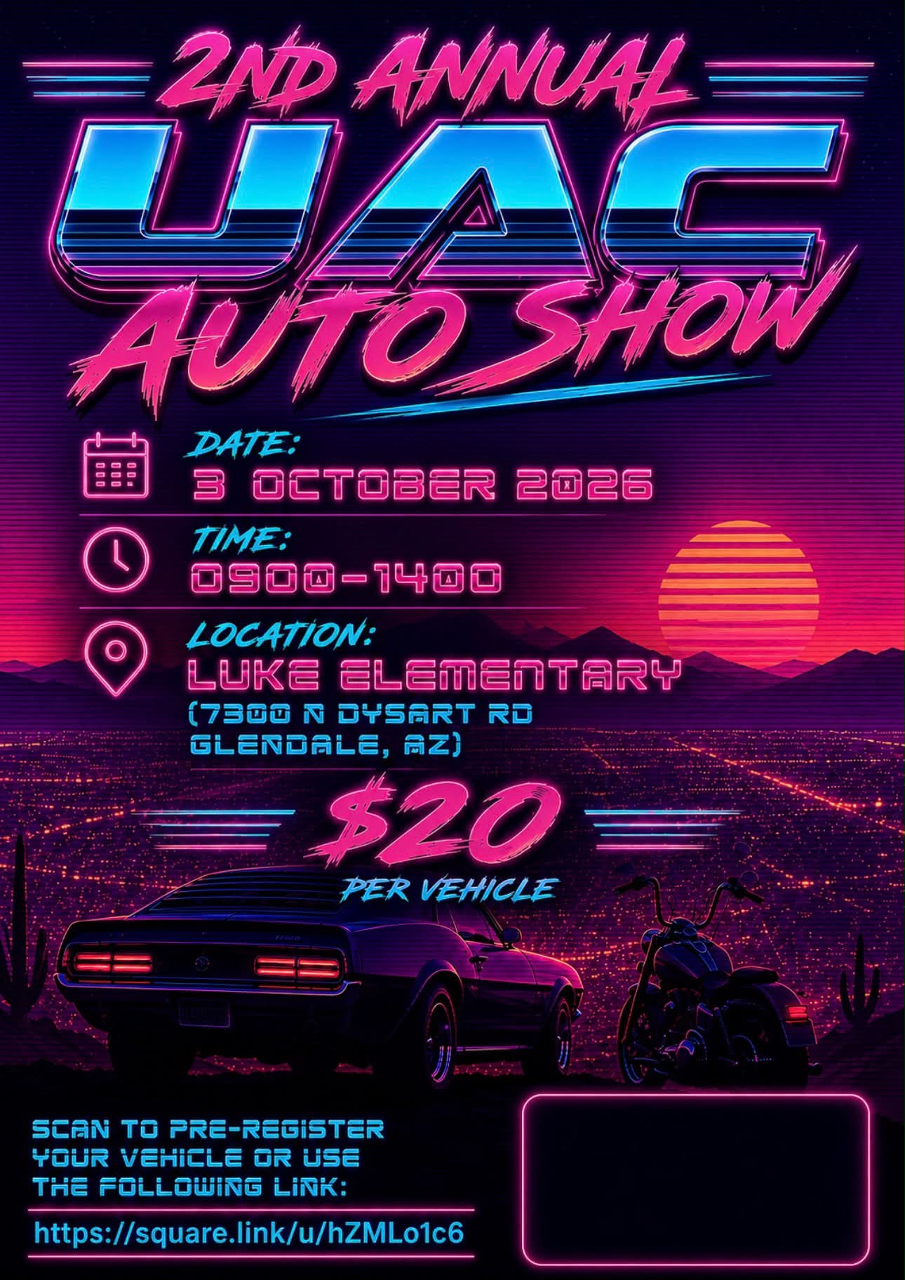 UAC Auto Show event at Luke Elementary in Glendale, AZ on October 3, 2026