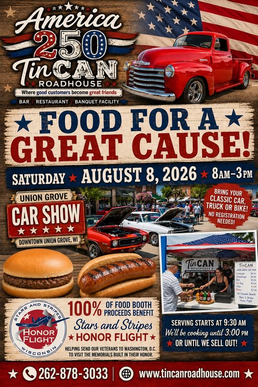 Union Grove Car Show event at Downtown Union Grove in Union Grove, WI on August 8, 2026