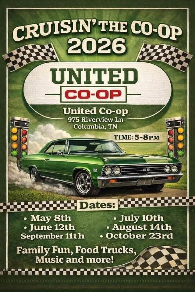 United Co-op Cruisin' the Co-op event at United Co-op in Columbia, TN on July 10, 2026