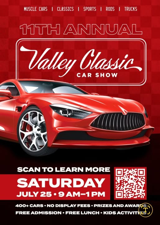 Valley Classic 11th Annual Car Show event at Valley Community Center in West Des Moines, IA on July 25, 2026