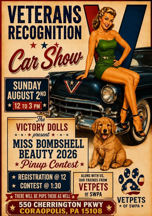 VetPets of SWPA Veterans Recognition Car Show event at 550 Cherrington Parkway in Coraopolis, PA on August 2, 2026