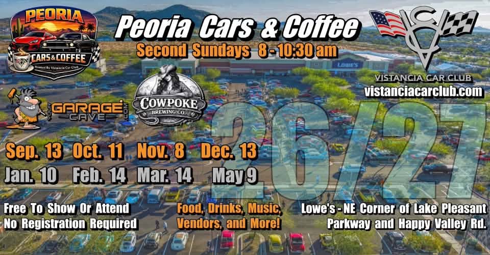 Vistancia Car Club Peoria Cars & Coffee event at Lowe's in Peoria, AZ on August 9, 2026