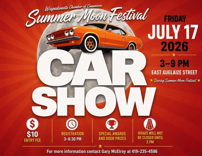 Wapakoneta Chamber of Commerce Summer Moon Festival Car Show event at East Auglaize Street in Wapakoneta, OH on July 17, 2026