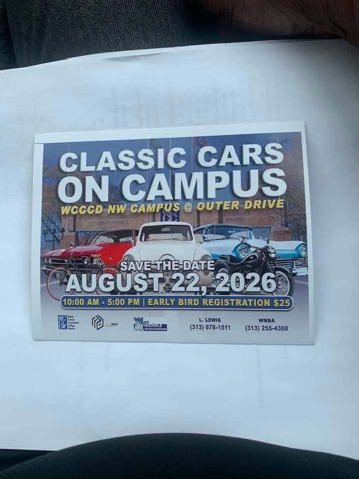 WCCCD NW Campus Classic Cars on Campus event at WCCCD NW Campus in Detroit, MI on August 22, 2026