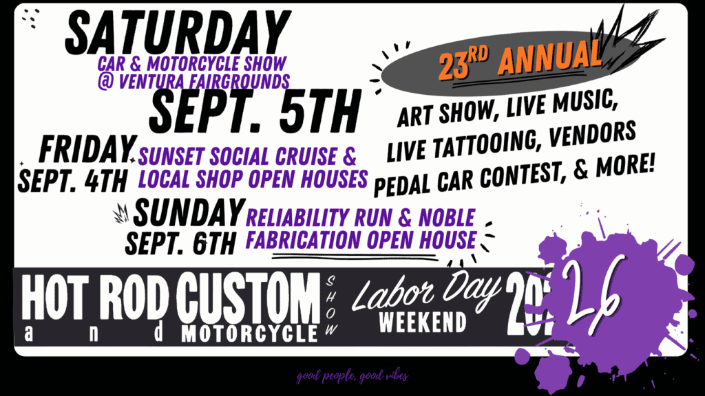 23rd Annual Ventura Nationals Car show event at Ventura Fairgrounds in Ventura, CA on September 5, 2026