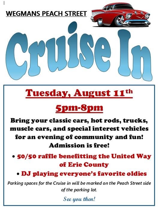Wegmans Peach Street Cruise In event at Wegmans in Erie, PA on August 11, 2026