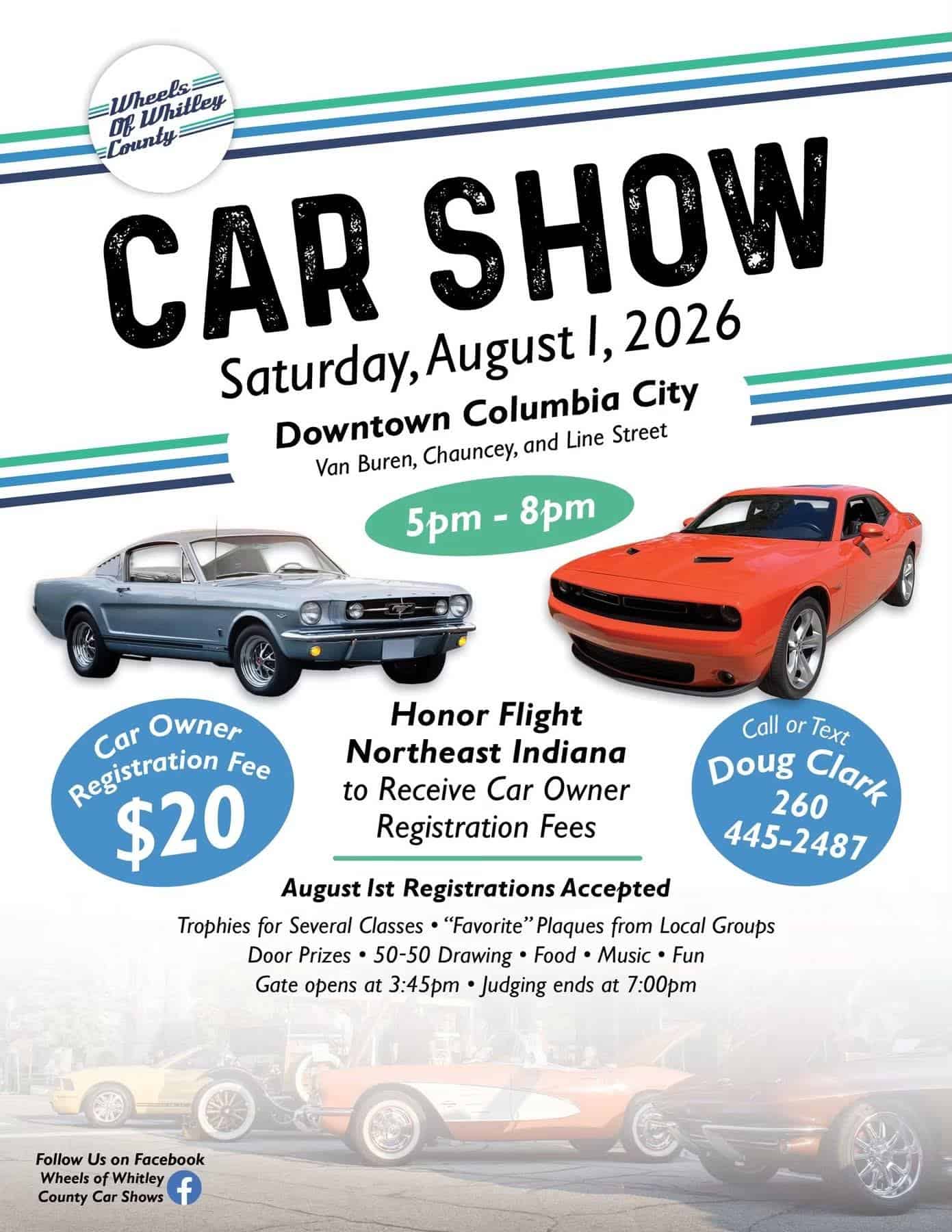 Wheels of Whitley County Car Show event at Downtown Columbia City in Columbia City, IN on August 1, 2026