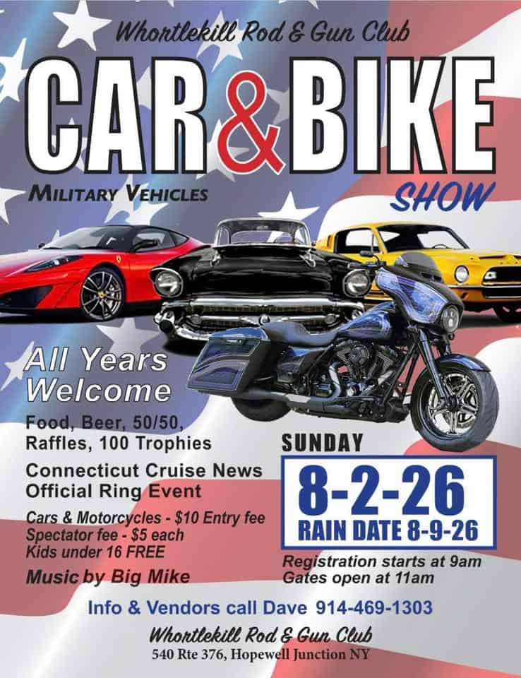 Whortlekill Rod & Gun Club Car and Bike Show event at Whortlekill Rod & Gun Club in Hopewell Junction, NY on August 2, 2026