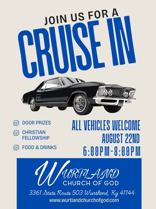 Wurtland Church of God Cruise in event at Wurtland Church of God in Wurtland, KY on August 22, 2026