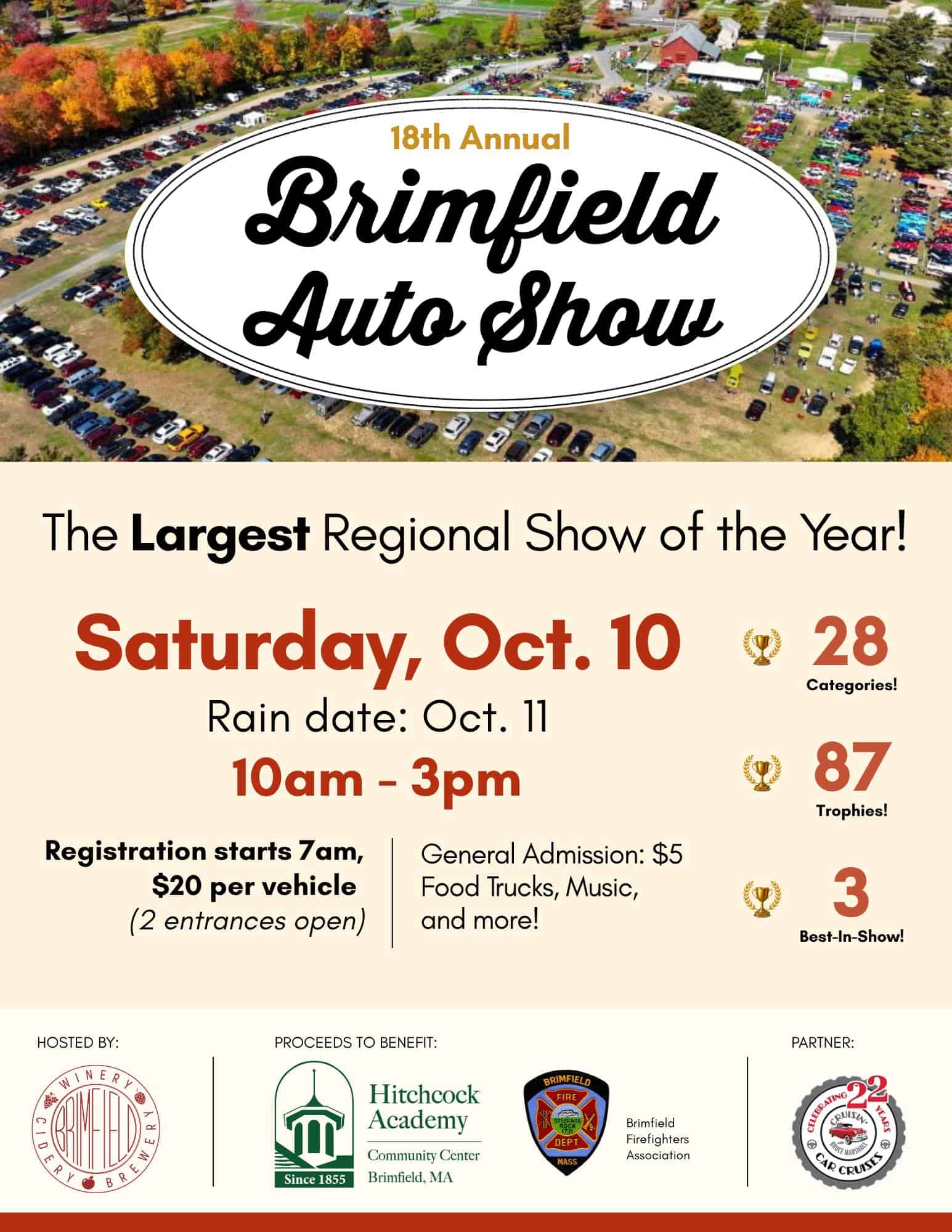 18th Annual Brimfield Auto Show event at Brimfield Winery in Brimfield, MA on October 10, 2026