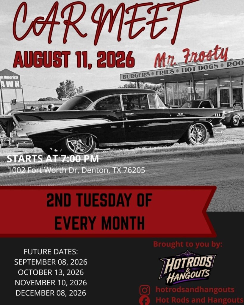 Mr. Frosty Car Meet event at Mr. Frosty in Denton, TX on September 8, 2026