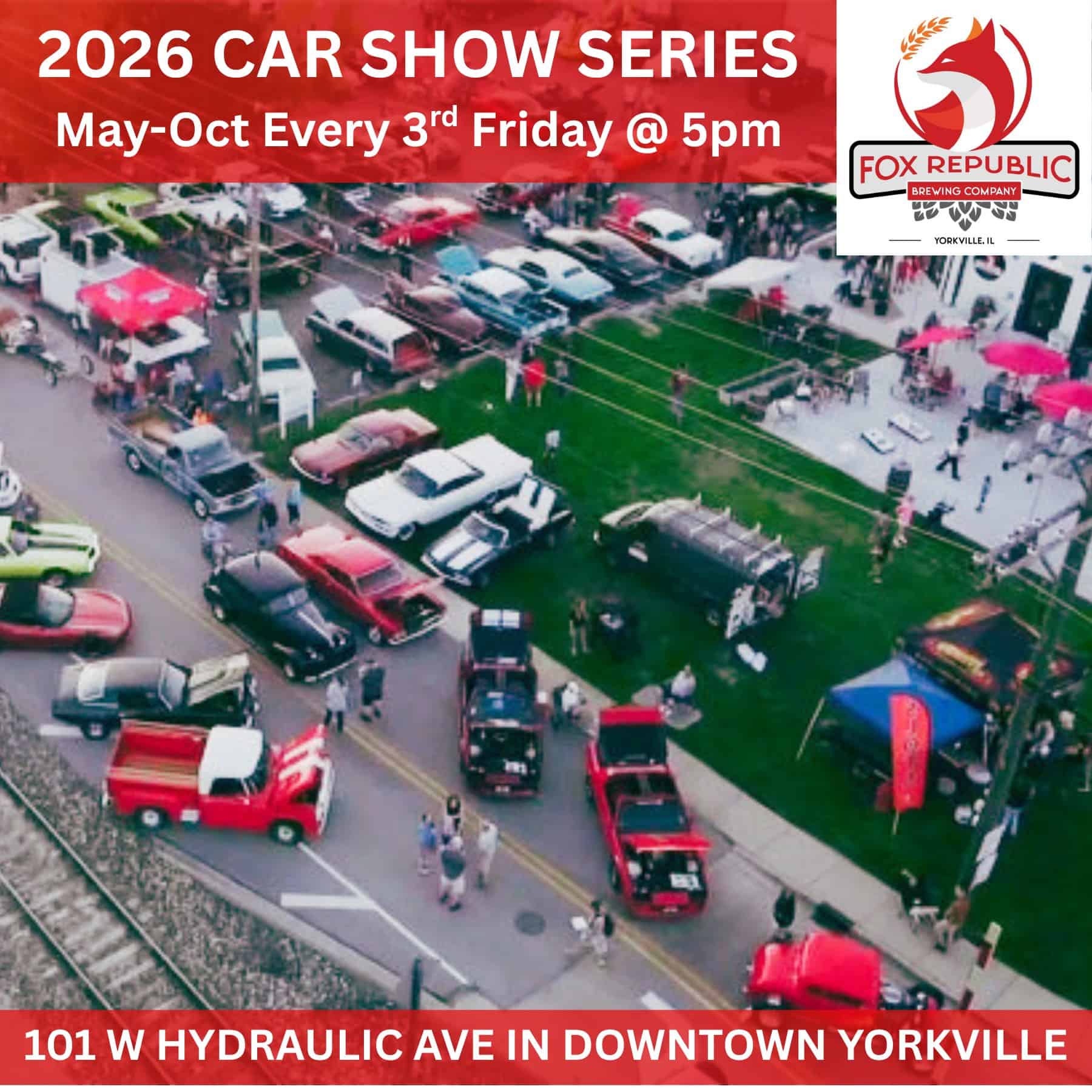 2026 Car Show Series at Fox Republic event at Fox Republic Brewing Co. in Yorkville, IL on August 21, 2026