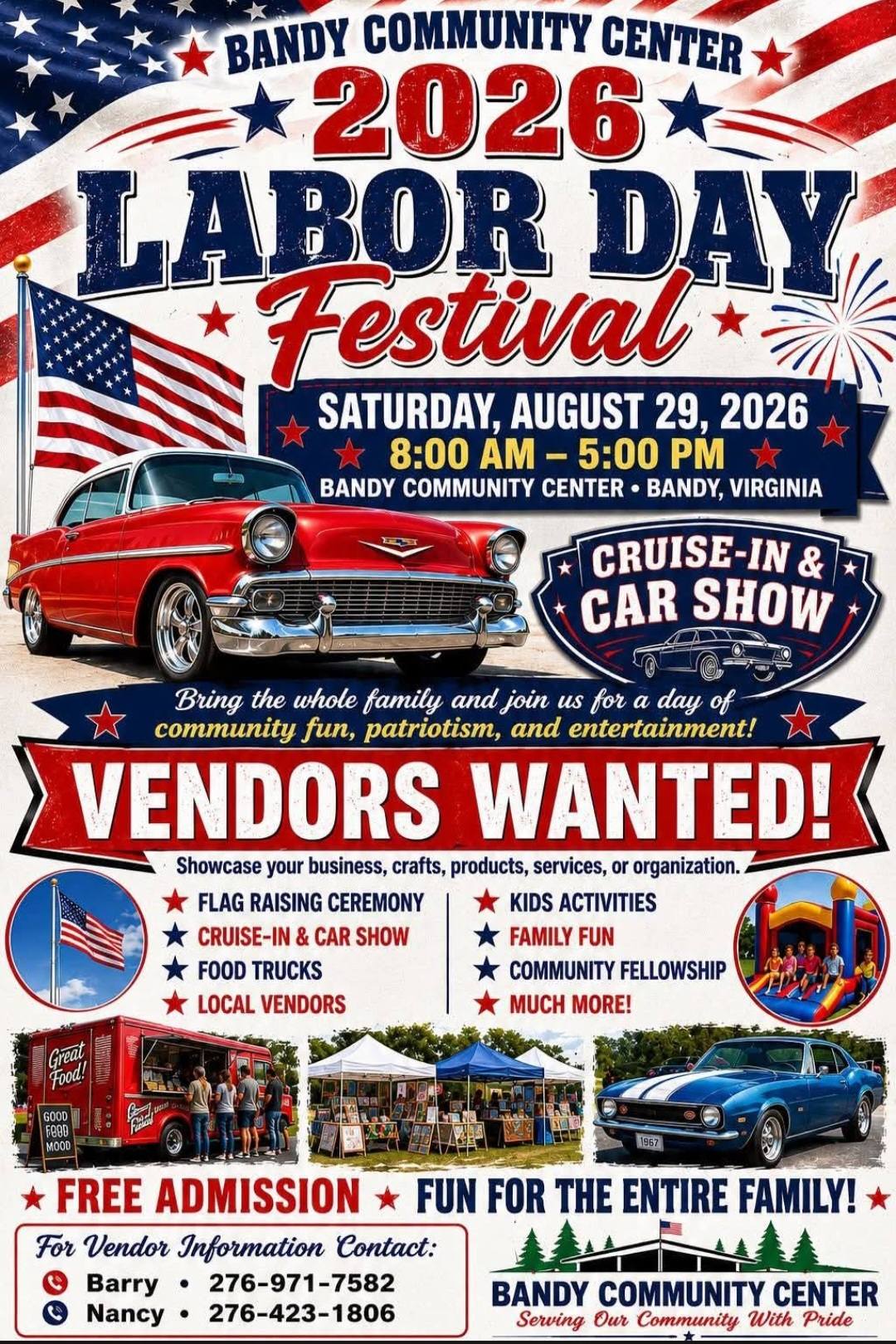 2026 Labor Day Festival event at Bandy Community Center in Bandy, VA on August 29, 2026