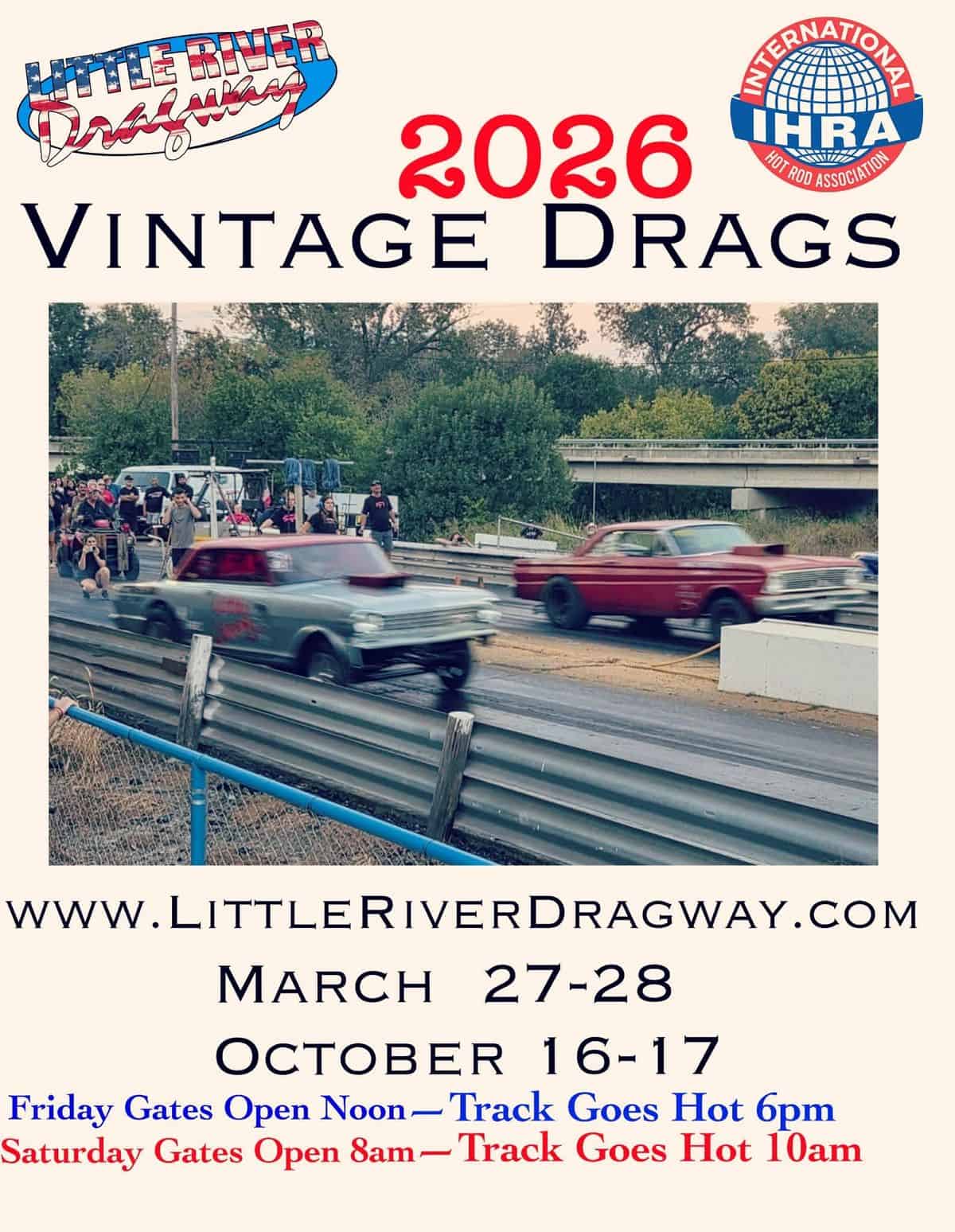 2026 Vintage Drags event at Little River Dragway in Little River, TX on October 16, 2026