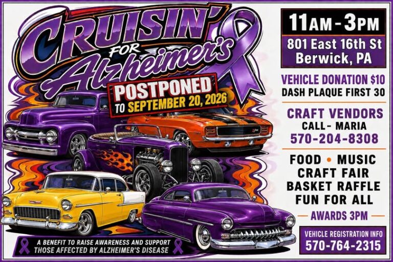 Cruising for Alzheimer’s car show in Berwick, PA