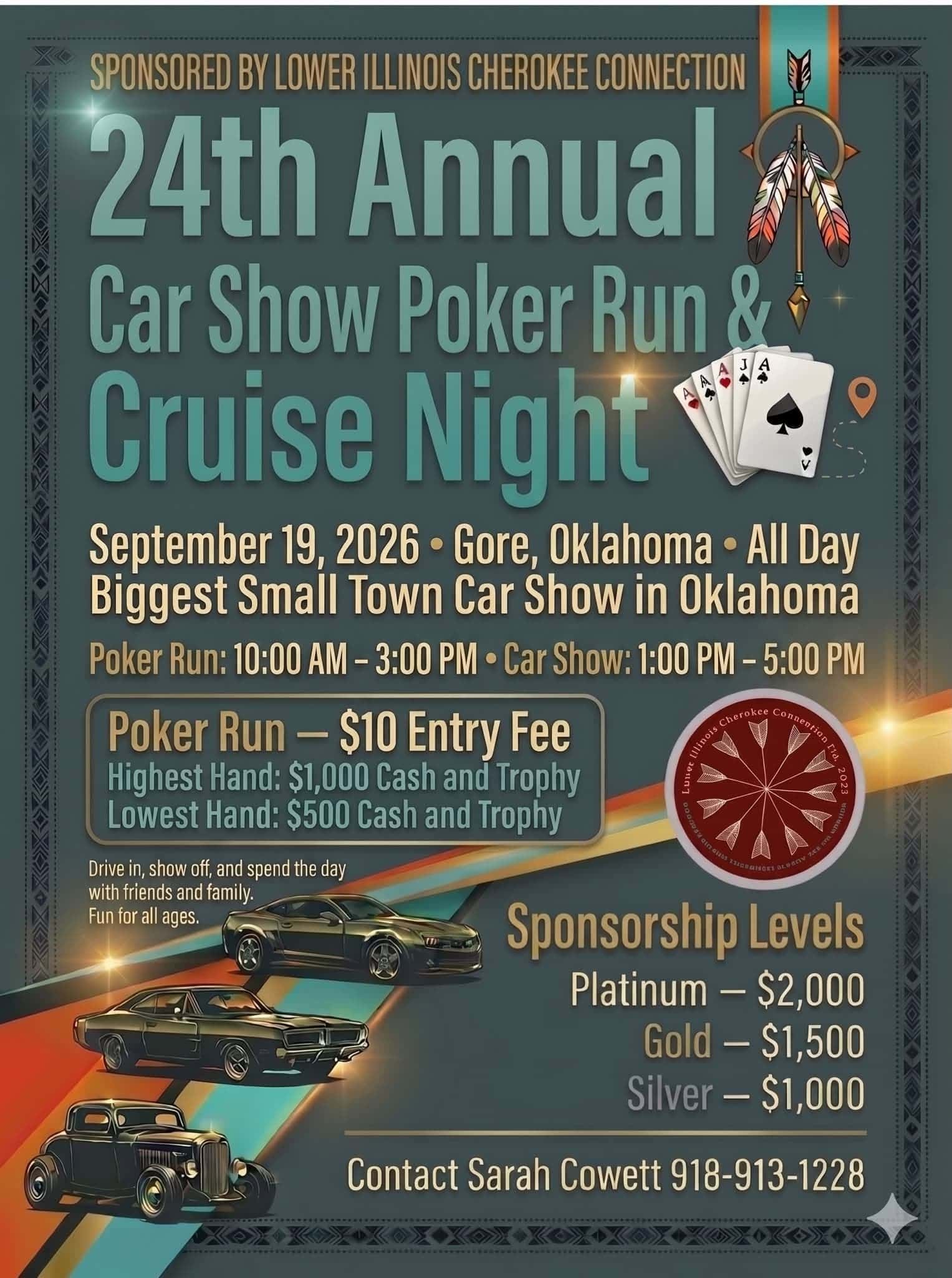 24th Annual Car Show Poker Run & Cruise Night In Gore event at Town of Gore in Gore, OK on September 19, 2026