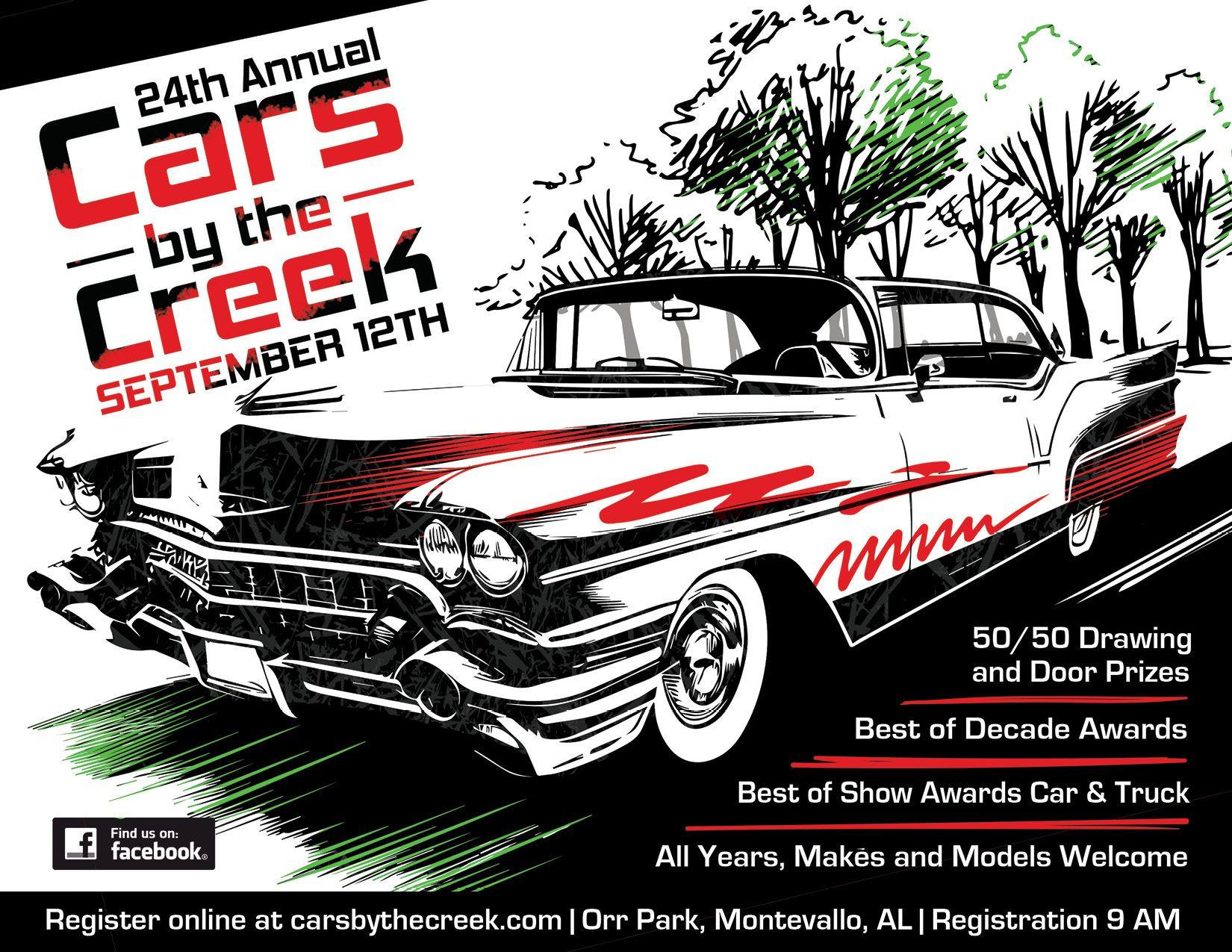 24th Annual Cars by the Creek event at Orr Park in Montevallo, AL on September 12, 2026