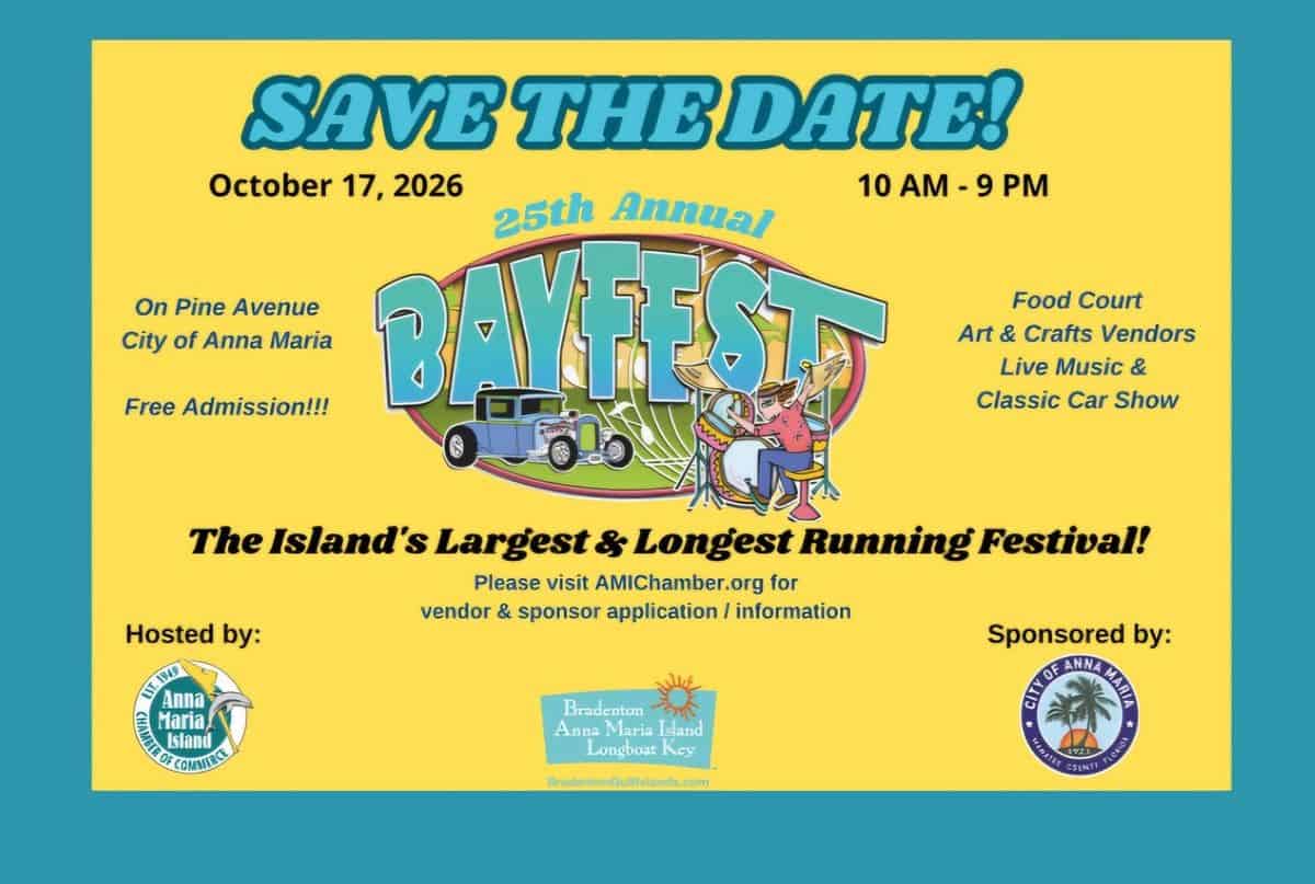 25th Annual BayFest event at Pine Avenue in Anna Maria, FL on October 17, 2026