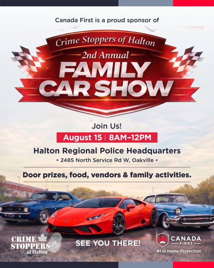 Crime Stoppers of Halton 2nd Annual Family Car Show event at Halton Regional Police Headquarters in Oakville, ON on August 15, 2026