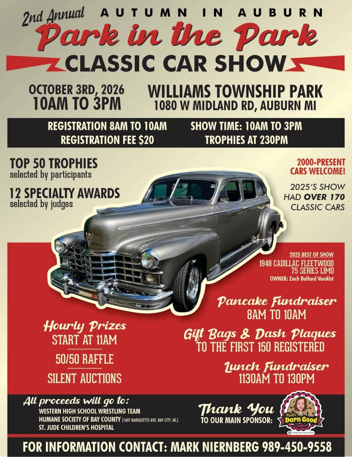 2nd Annual Autumn in Auburn Park in the Park Classic Car Show event at Williams Township Park in Auburn, MI on October 3, 2026
