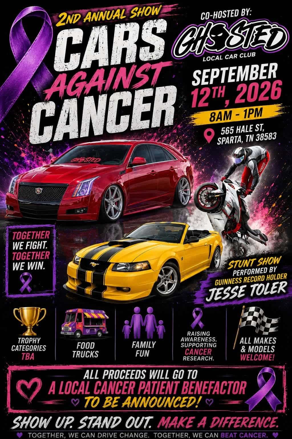 2nd Annual Cars Against Cancer Car Show event at 565 Hale St in Sparta, TN on September 12, 2026