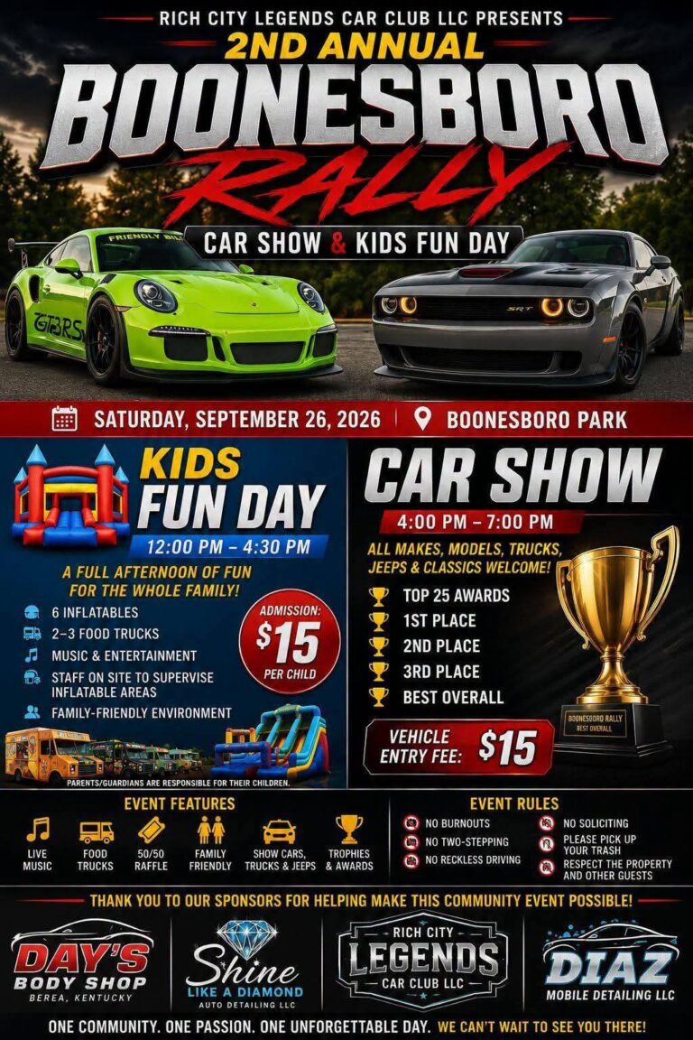 2nd Annual Boonesboro Rally Car Show & Kids Fun Day car show in Richmond, KY