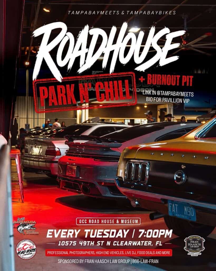 Roadhouse Park N Chill event at OCC Road House & Museum in Clearwater, FL on August 11, 2026