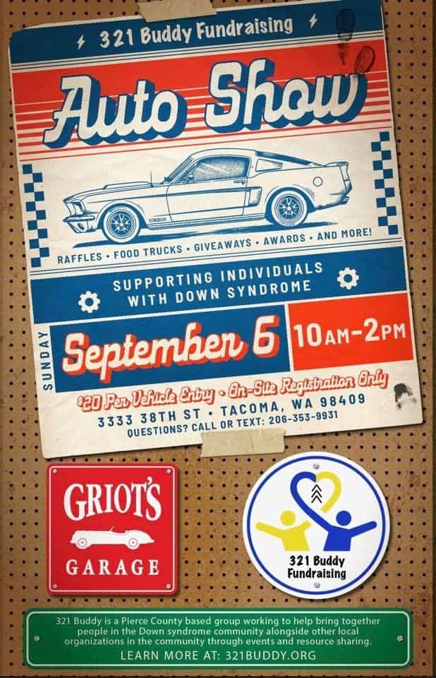 321 Buddy Fundraising Auto Show event at 3333 38th St in Tacoma, WA on September 6, 2026