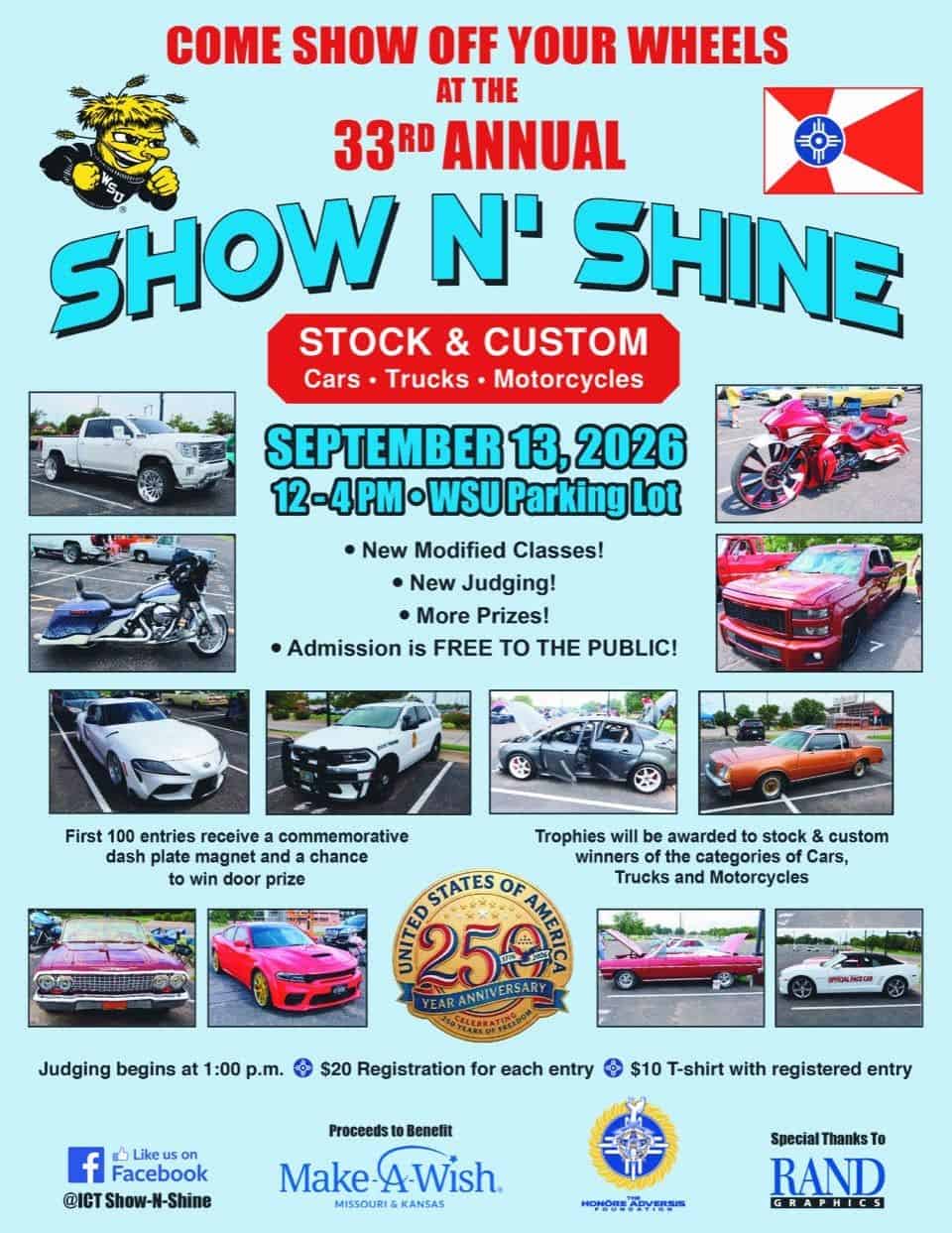 33rd Annual Show N' Shine event at WSU Parking Lot in Wichita, KS on September 13, 2026