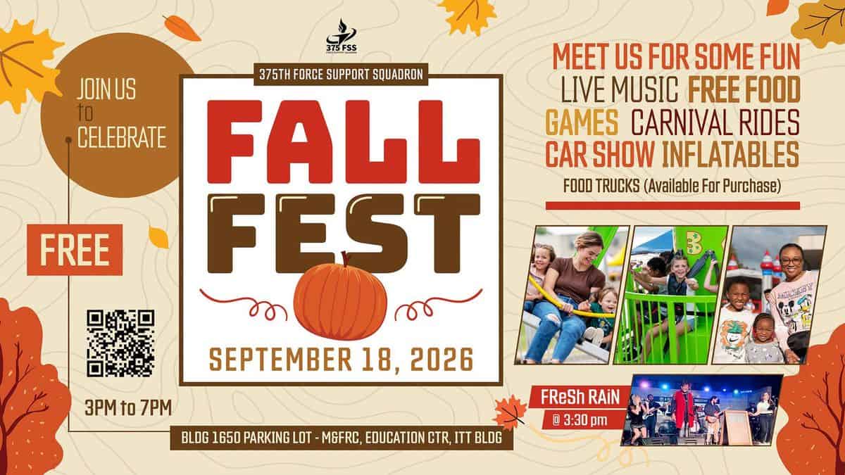 375th Force Support Squadron Fall Fest event at Bldg. 1650 Parking Lot in Scott Air Force Base, IL on September 18, 2026