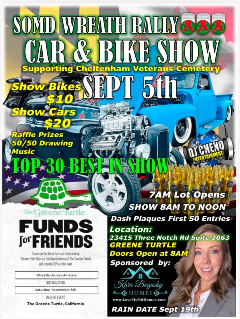 SOMD Wreath Rally Car & Bike Show event at Greene Turtle in California, MD on September 5, 2026