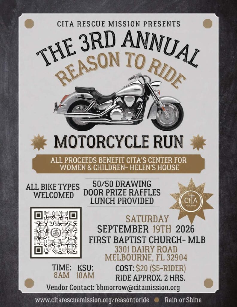 3rd Annual Reason to Ride event at First Baptist Church in Melbourne, FL on September 19, 2026