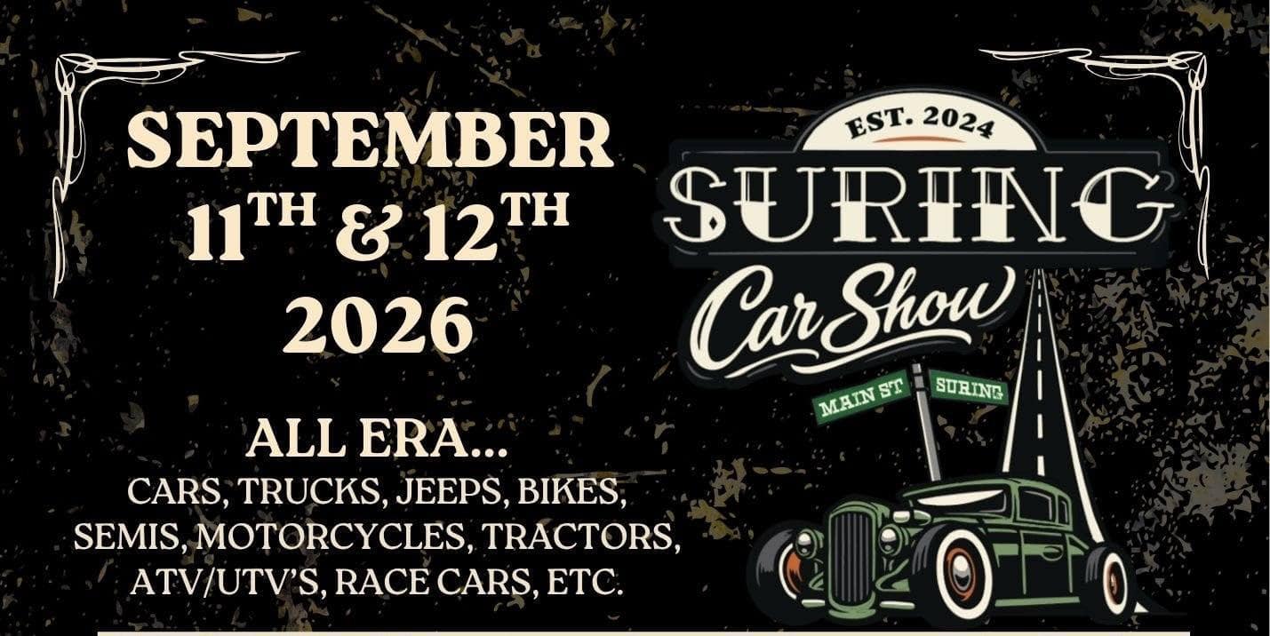 3rd Annual Suring Car Show event at 718 E Main St in Suring, WI on September 12, 2026