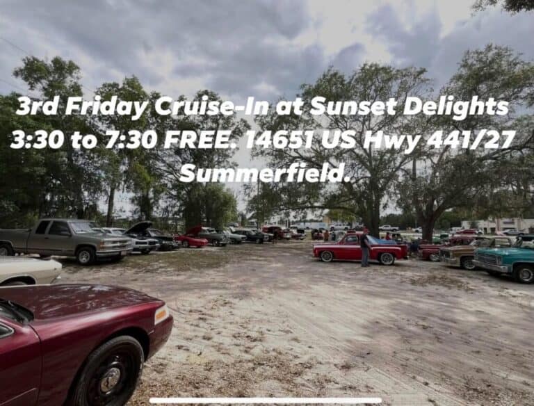 3rd Friday Cruise-In at Sunset Delights car show in Summerfield, FL