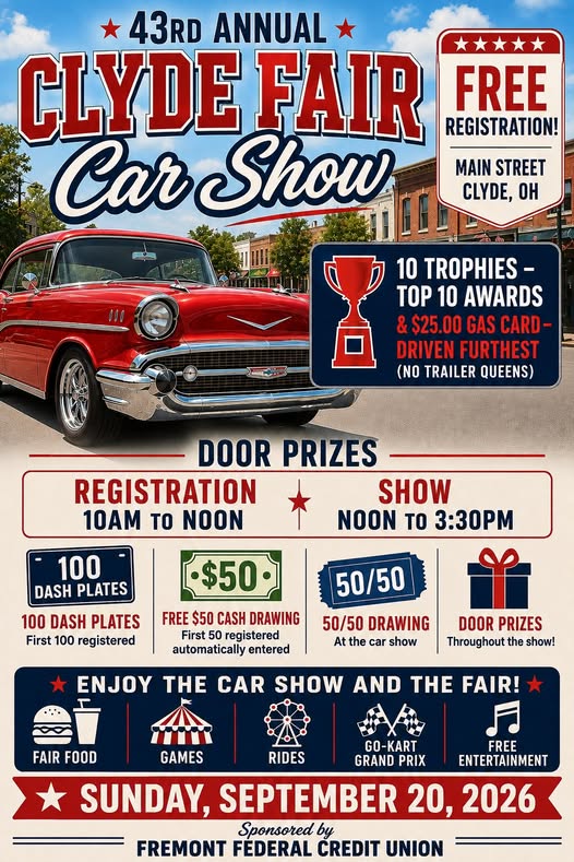 43rd Annual Clyde Fair Car Show car show in Clyde, OH