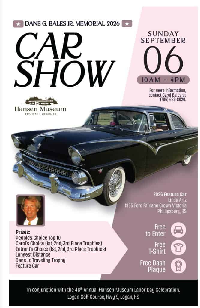 Dane G. Bales Jr. Memorial Car Show event at Logan Golf Course in Logan, KS on September 6, 2026