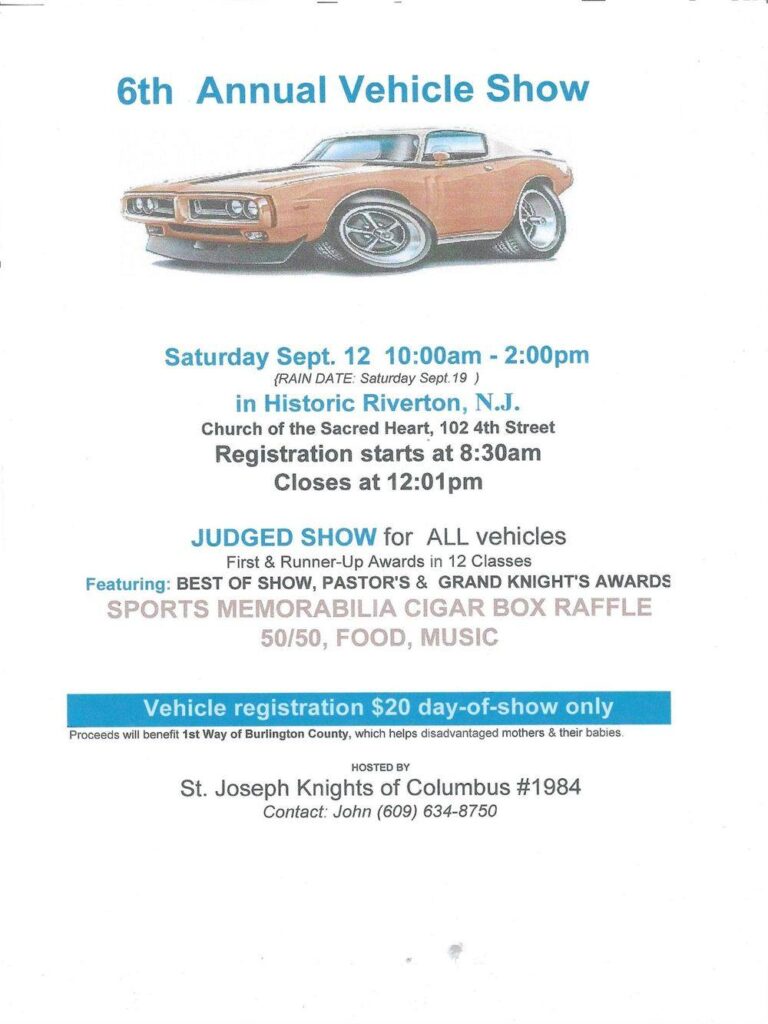 St. Joseph Knights of Columbus 6th Annual Vehicle Show car show in Riverton, NJ